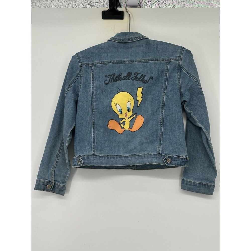 Vtg Warner Bros Looney Tunes Thatโs All Folksโ Denim Jacket Large
